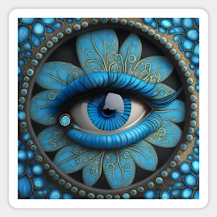 [AI Art] Eye Of Forget-Me-Not, Art Deco Style Magnet